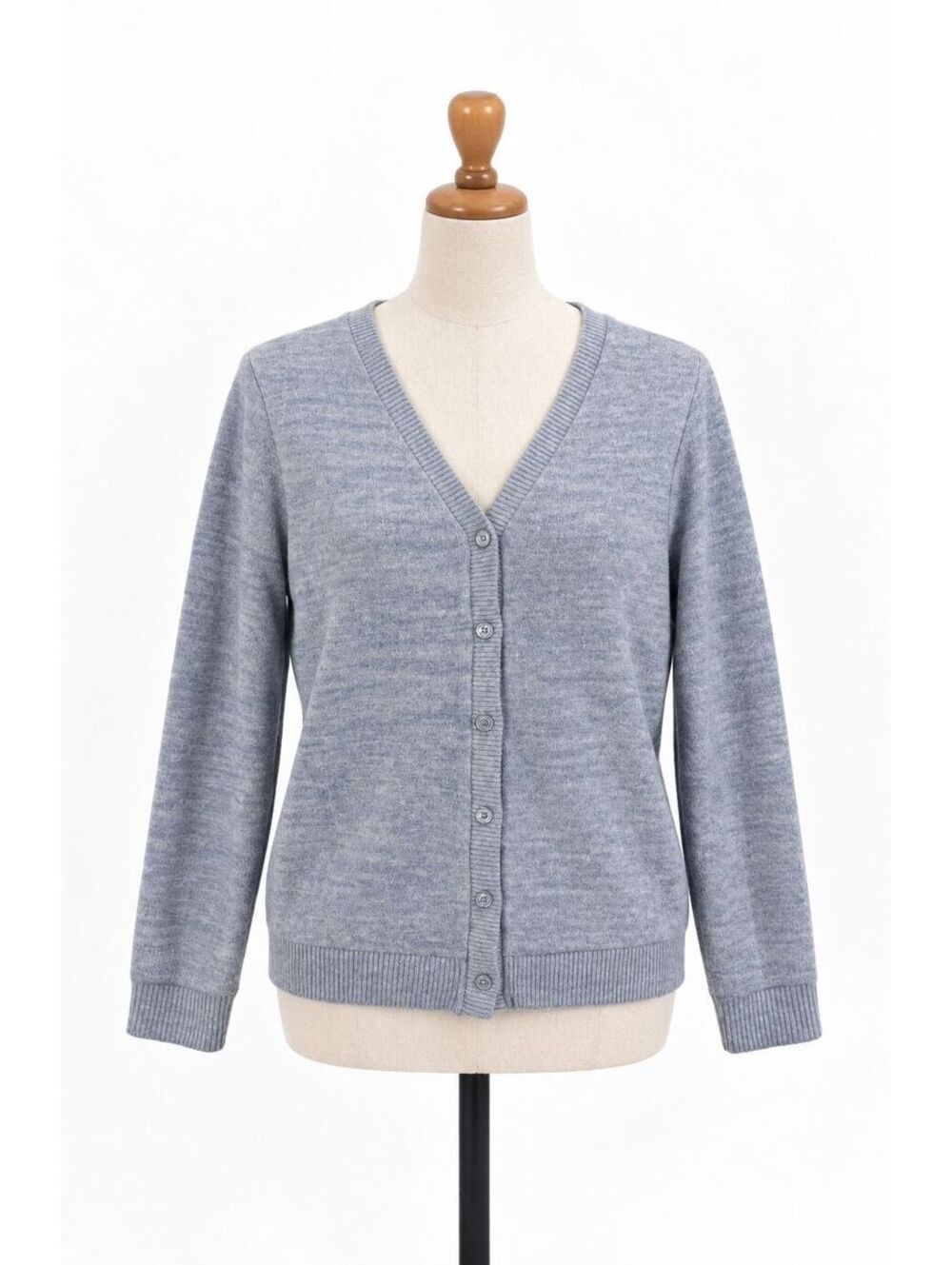 Honeydew Heather Blue Button Cardigan V Neck Soft Knit Lounge Sweater Womens